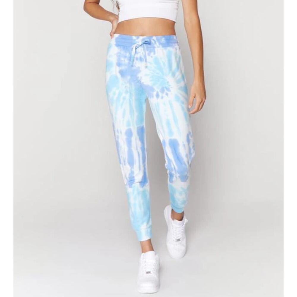 Spiritual Gangster Womens Muse Tie Dye Joggers Size Medium Blue White